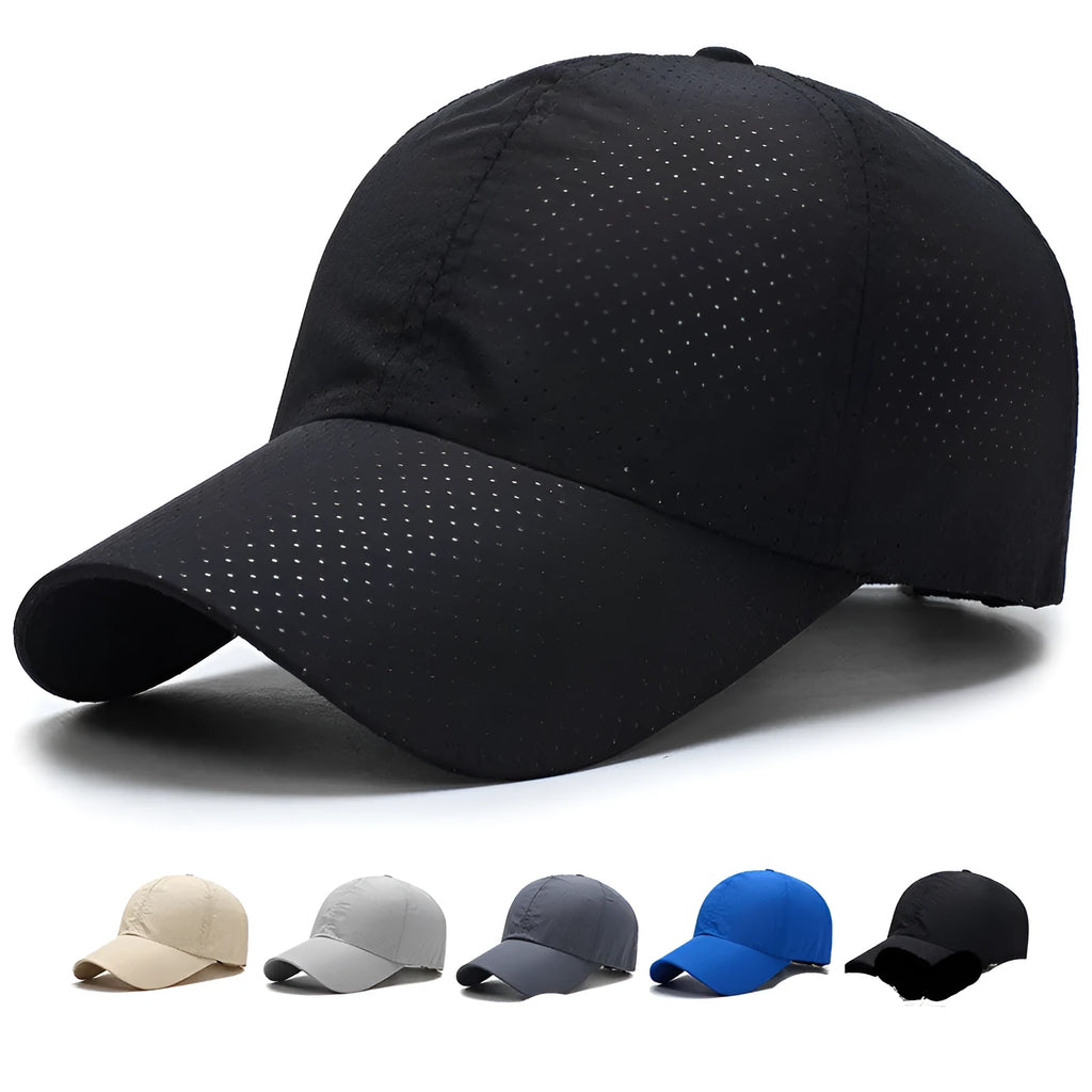 Mesh baseball cap in quick-dry fabric with 11cm cap depth and 7.5cm brim