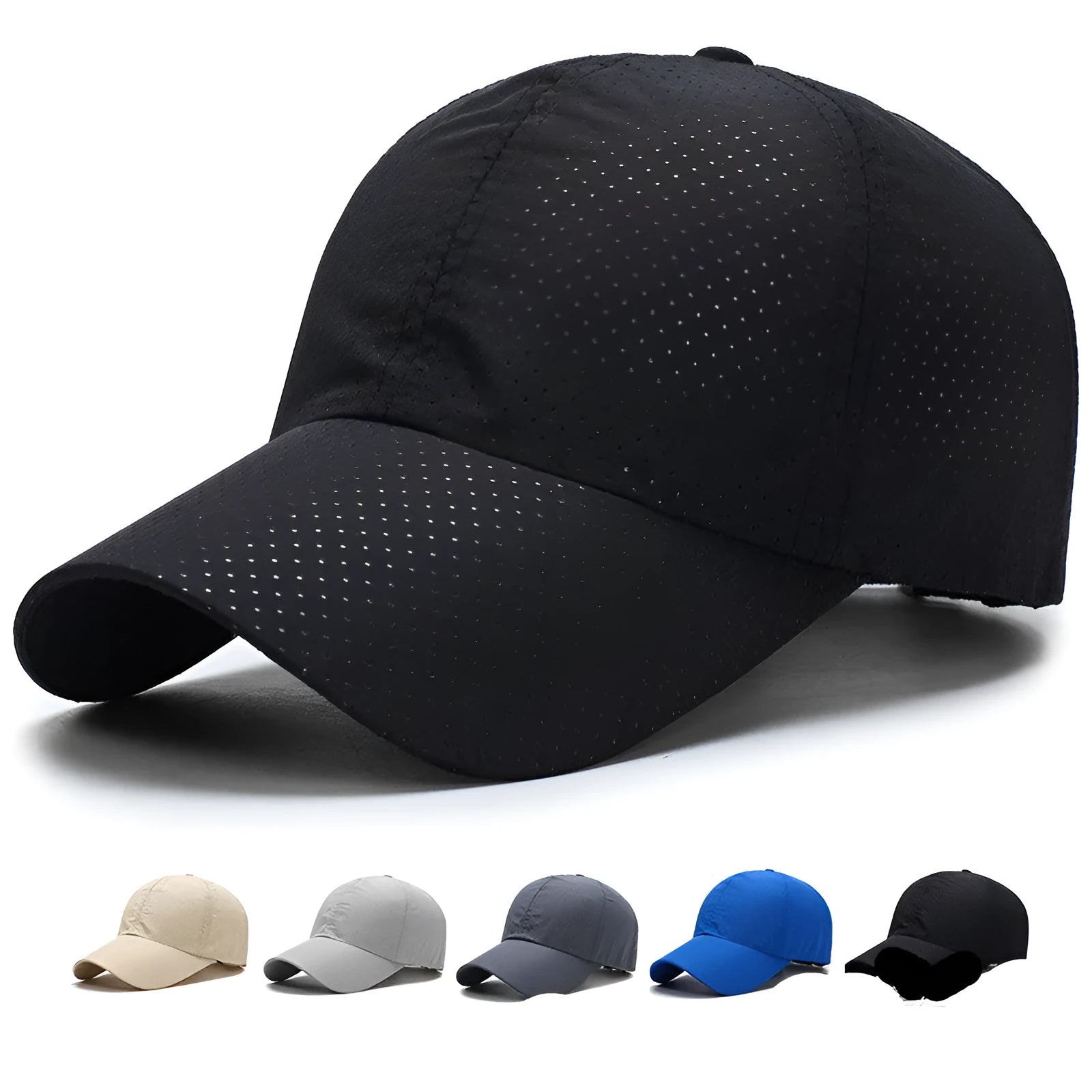 Mesh baseball cap in quick-dry fabric with 11cm cap depth and 7.5cm brim