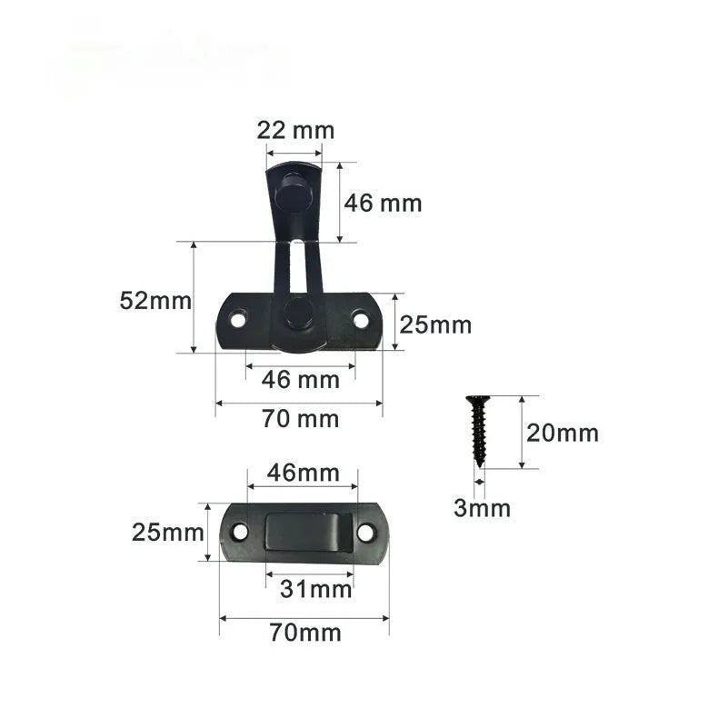 Warehouse hook lock with 90-degree stainless steel and black carbon steel shackle for sliding barn doors