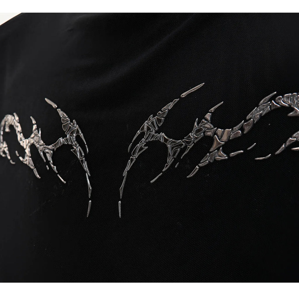 Black mesh slim-fit long sleeve women's shirt with ice-feel cooling fabric on a hanger.