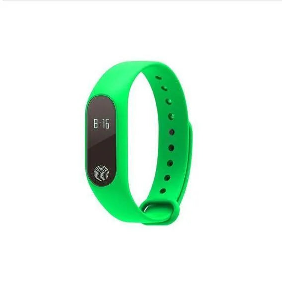 A motion intelligent hand ring fitness tracker in multiple colours on a wrist, showing heart rate monitoring and step tracking.