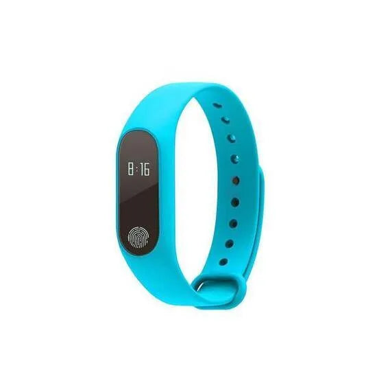 A motion intelligent hand ring fitness tracker in multiple colours on a wrist, showing heart rate monitoring and step tracking.