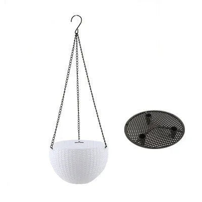 210mm diameter plastic hanging basket with inner tank and black hanging chain
