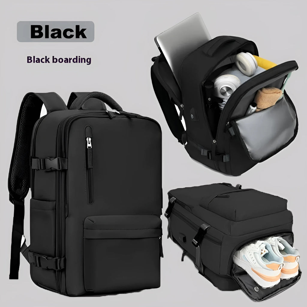 Large capacity waterproof travel backpack with Oxford cloth material and curved shoulder straps