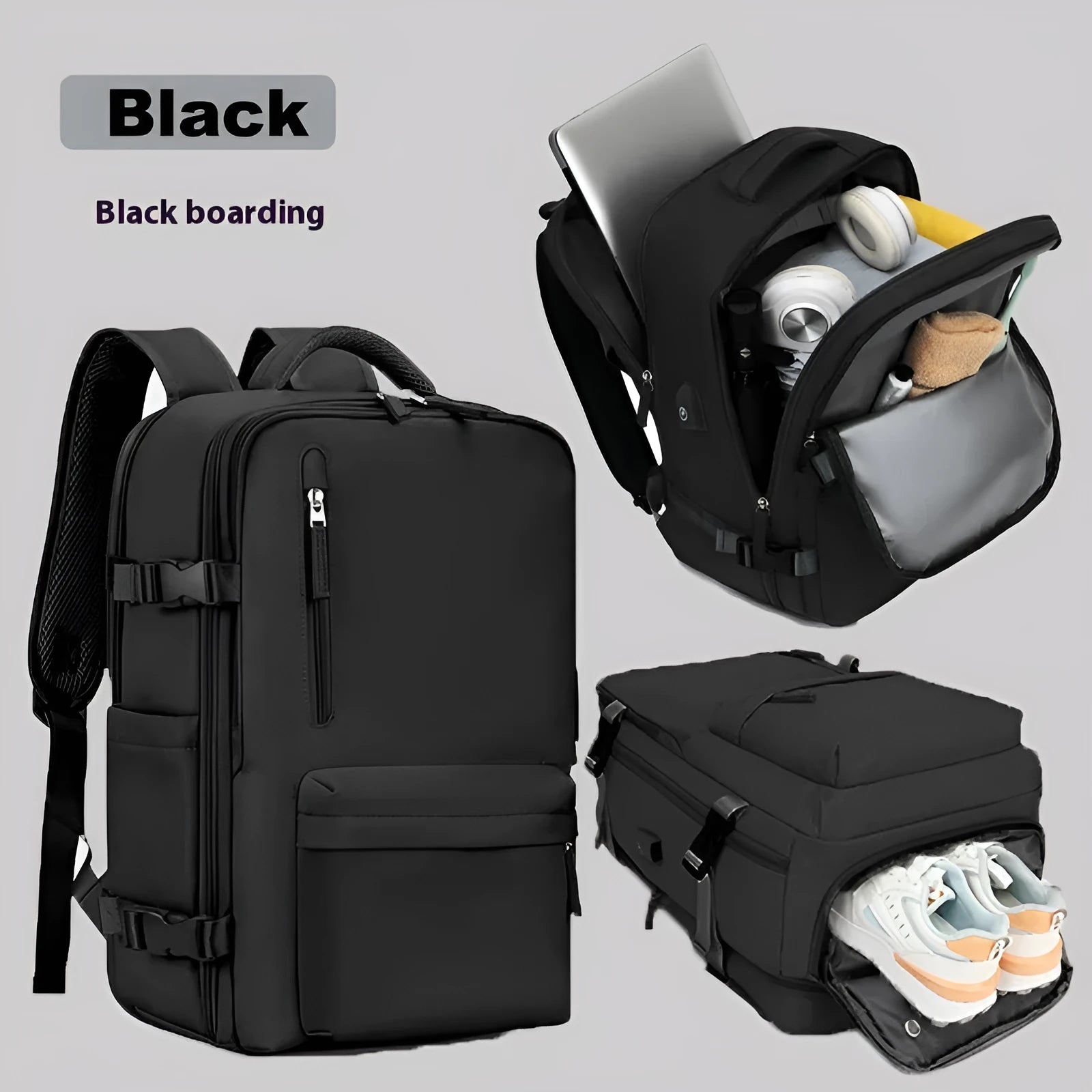 Large capacity waterproof travel backpack with Oxford cloth material and curved shoulder straps