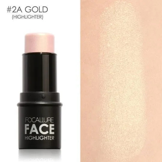 Face contour highlighter makeup product shown in four colour variants A, B, C, D for cheek and brow bone application.