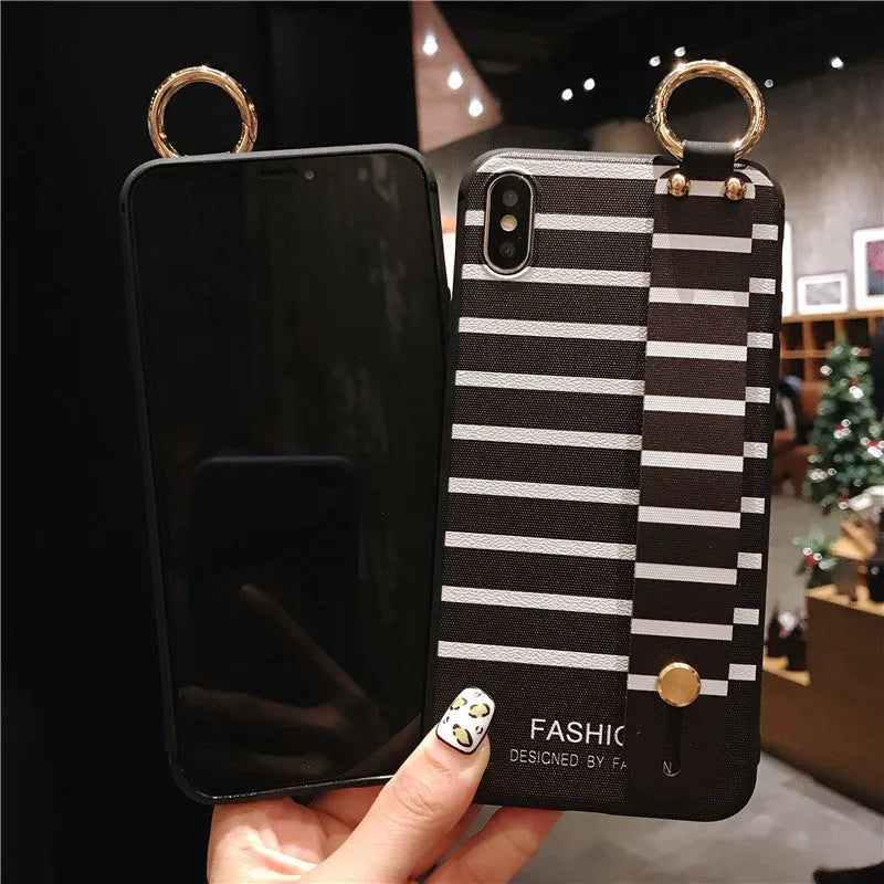 Matte black striped TPU phone case with 3D relief texture for iPhone back cover