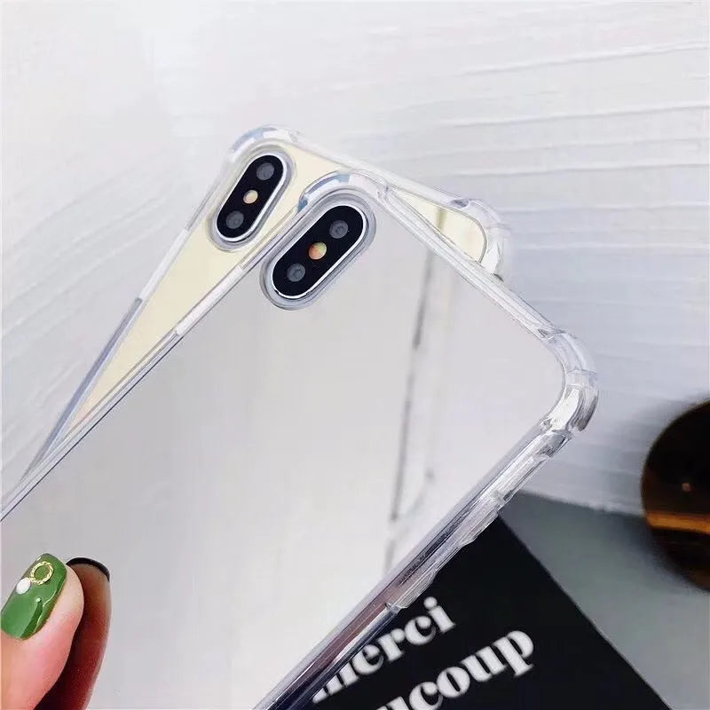 Transparent TPU protective case for iPhone showing phone's colour through clear back.