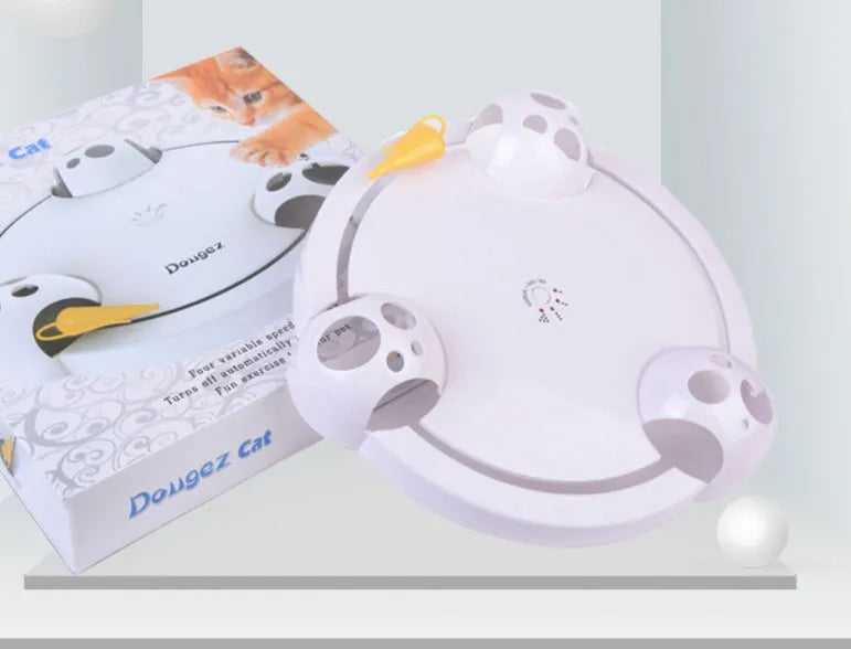 Electric cat toy wheel white automatic turntable with mouse attachment