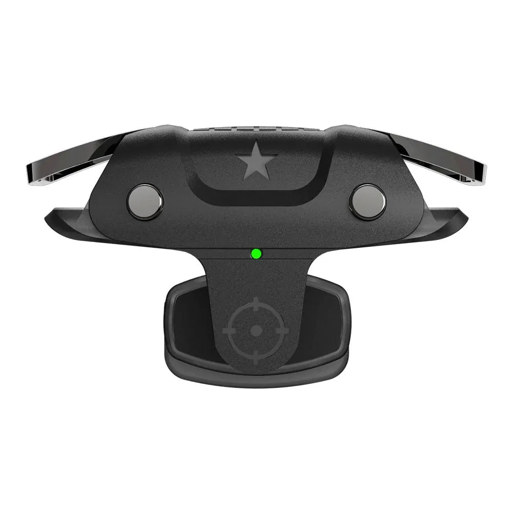 Black F5 mobile phone game controller showing compact handheld design.