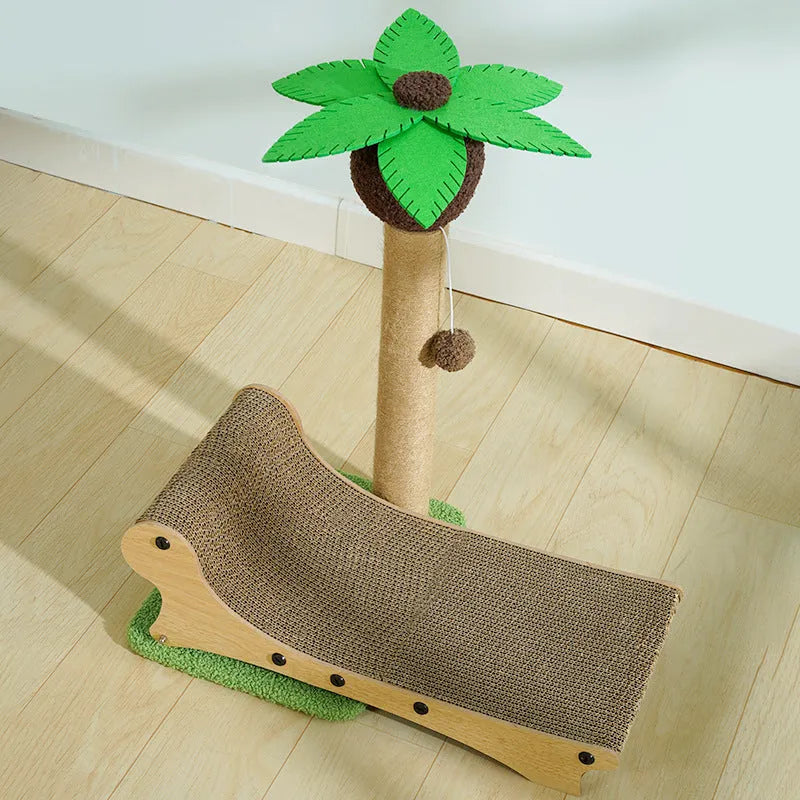 Wooden beach chair design cat climbing frame with scratching posts and hemp mat