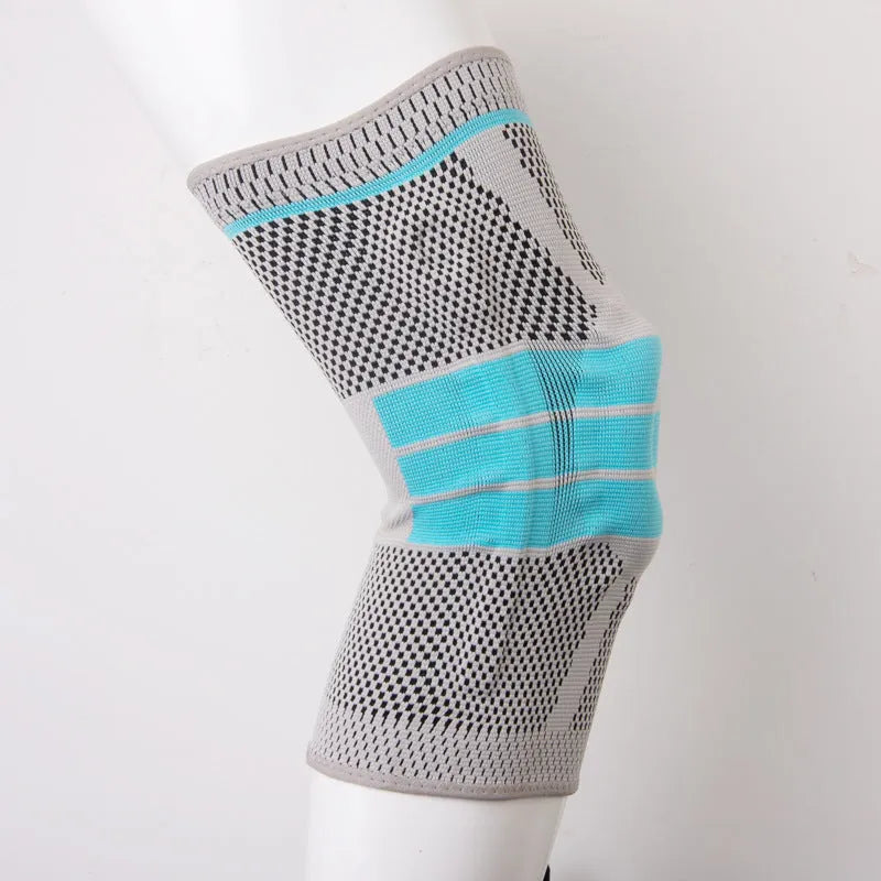 Sky blue silicone running basketball knee pads made from elastic fibre material