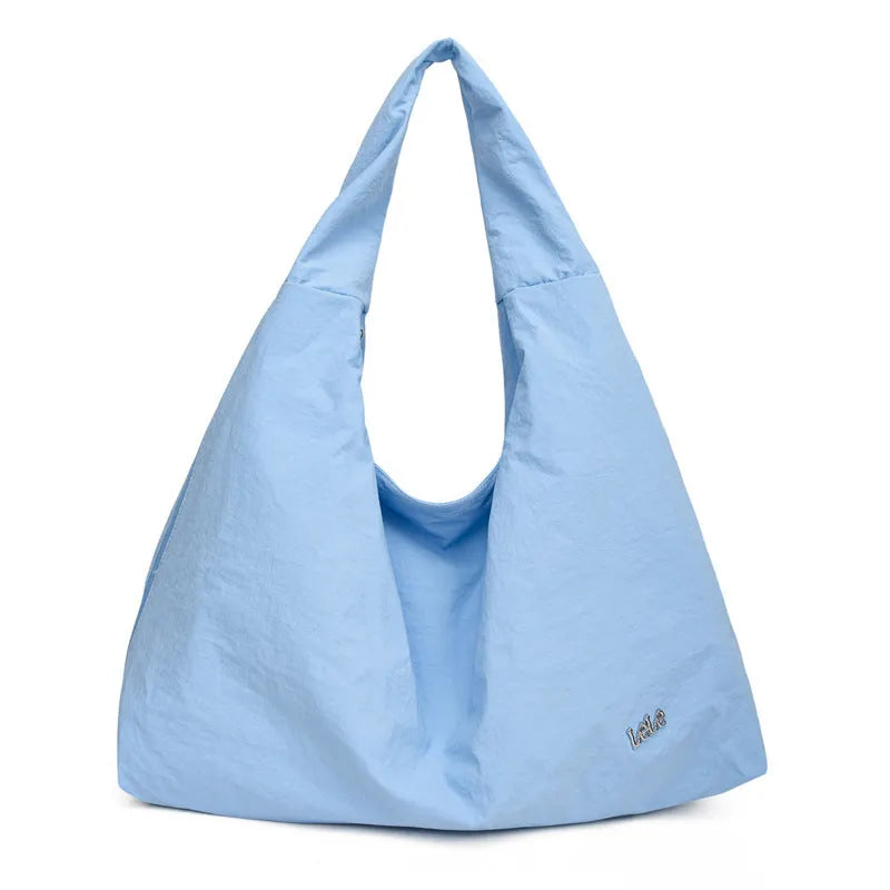 Women's heart-shaped nylon underarm bag in black, yellow, khaki and blue colours with large capacity