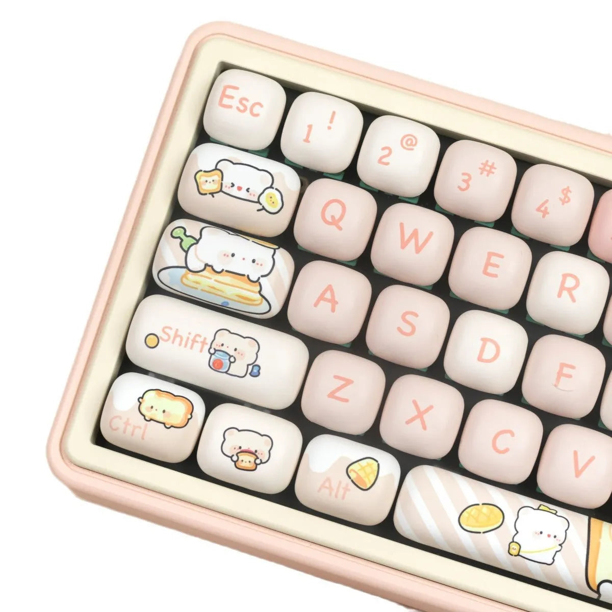 MOG Steamed Bread Bread Bear PBT keycap set for mechanical keyboards, showing colourful sublimated design.