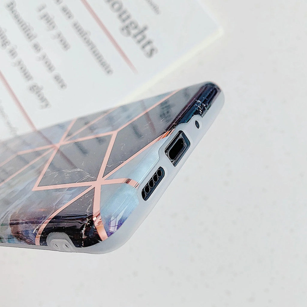 Electroplated marble finish TPU phone case for Huawei and Samsung mobile phones