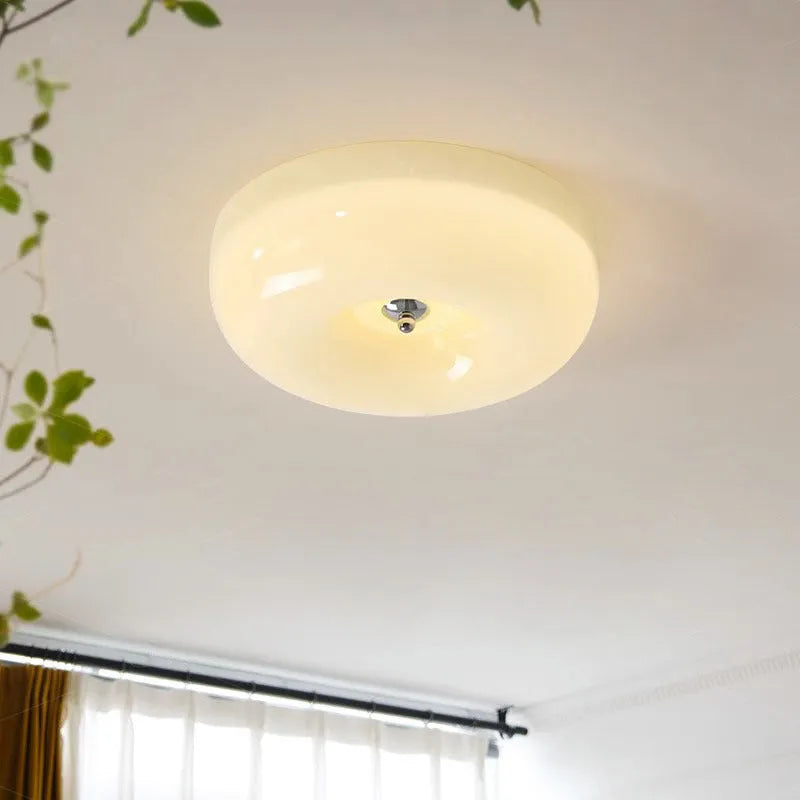 Cream style American contemporary bedroom ceiling lamp with three-colour adjustable lighting