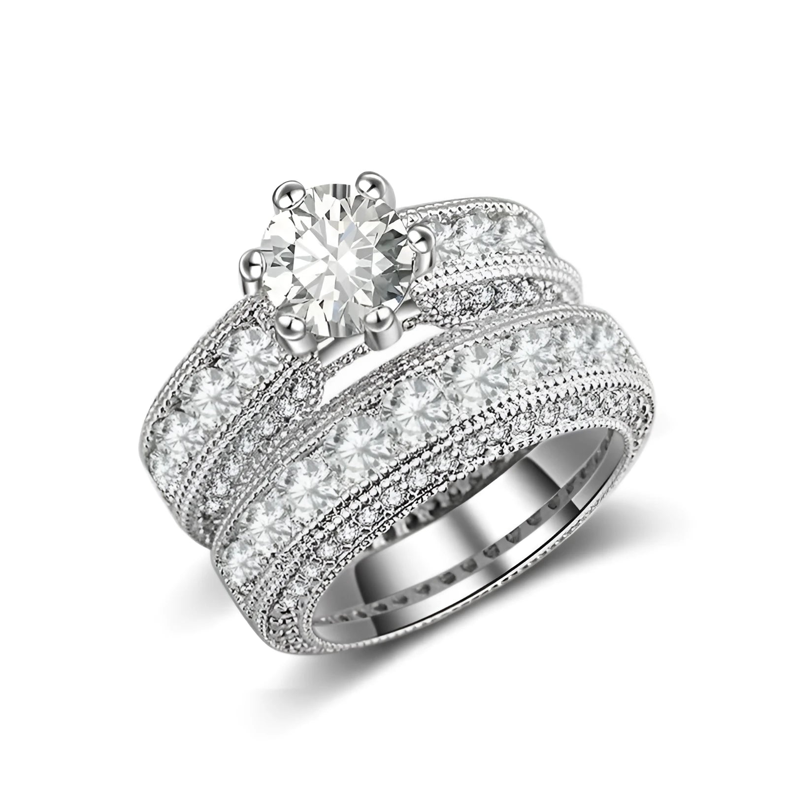 Silver tone solid colour wedding ring for women on a white background size 5 to 10 available