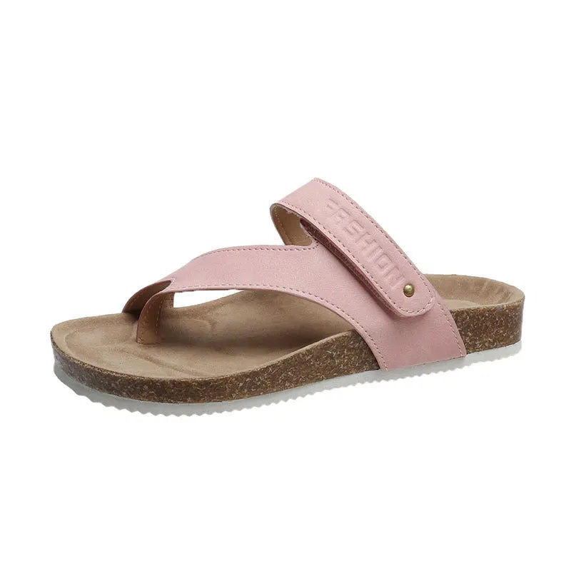 Flat toe ring thick-soled flip-flops in a solid colour with a foam sole.
