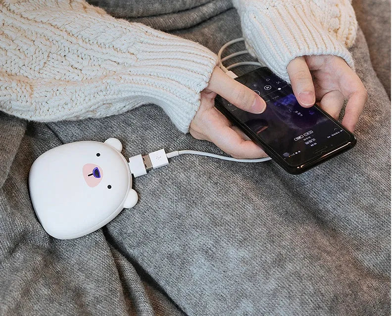 Cute penguin polar bear USB rechargeable electric hand warmer with power bank function