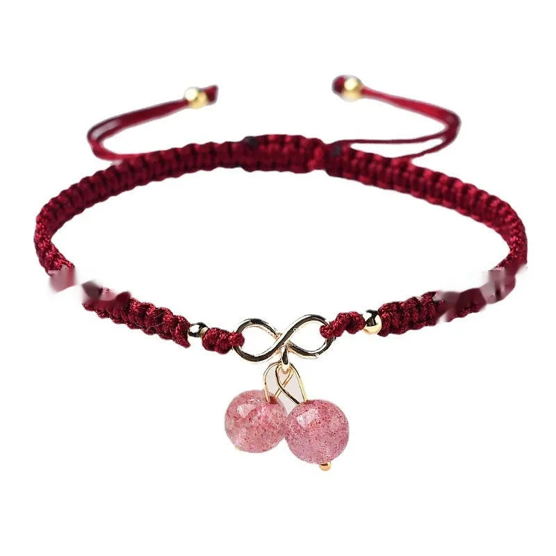 Natural strawberry quartz cherry bracelet for women with fruit-shaped crystal beads