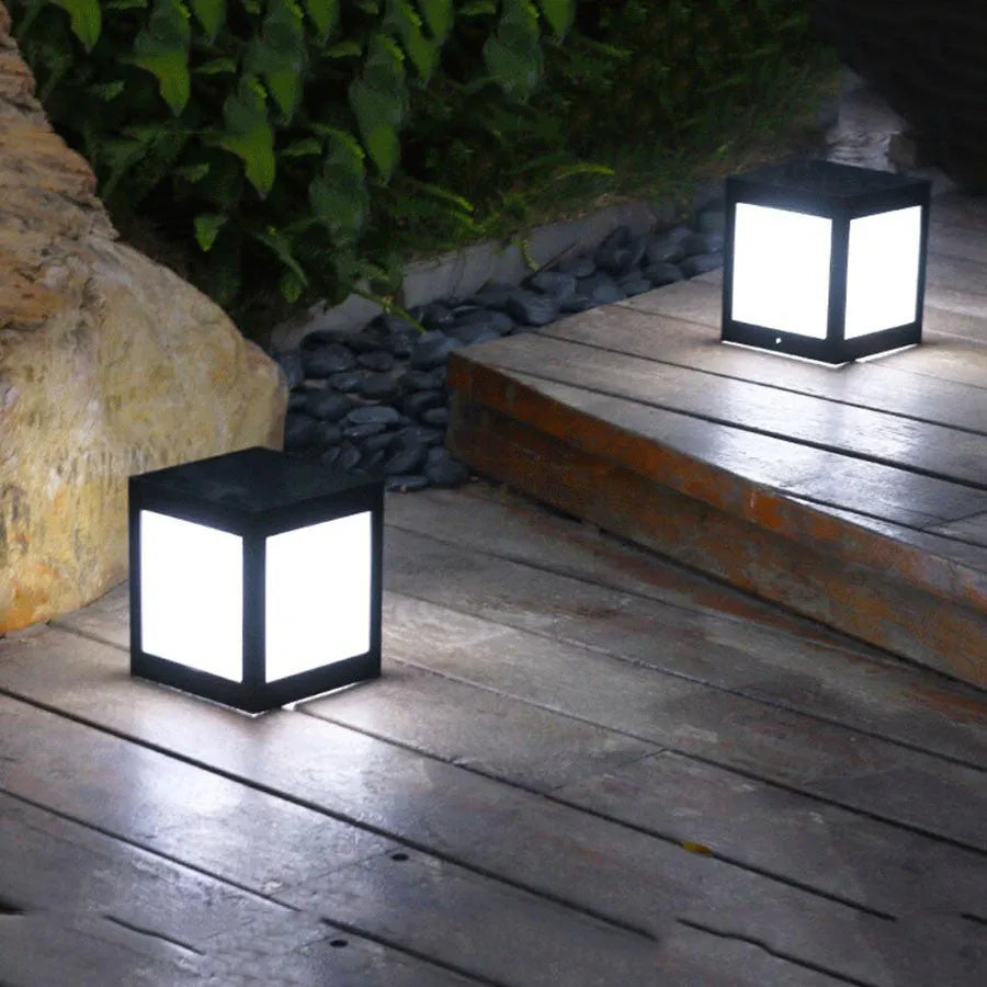 Solar garden lights for outdoor landscape and lawn illumination