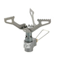 Portable propane camping stove with a one-piece metal furnace body.