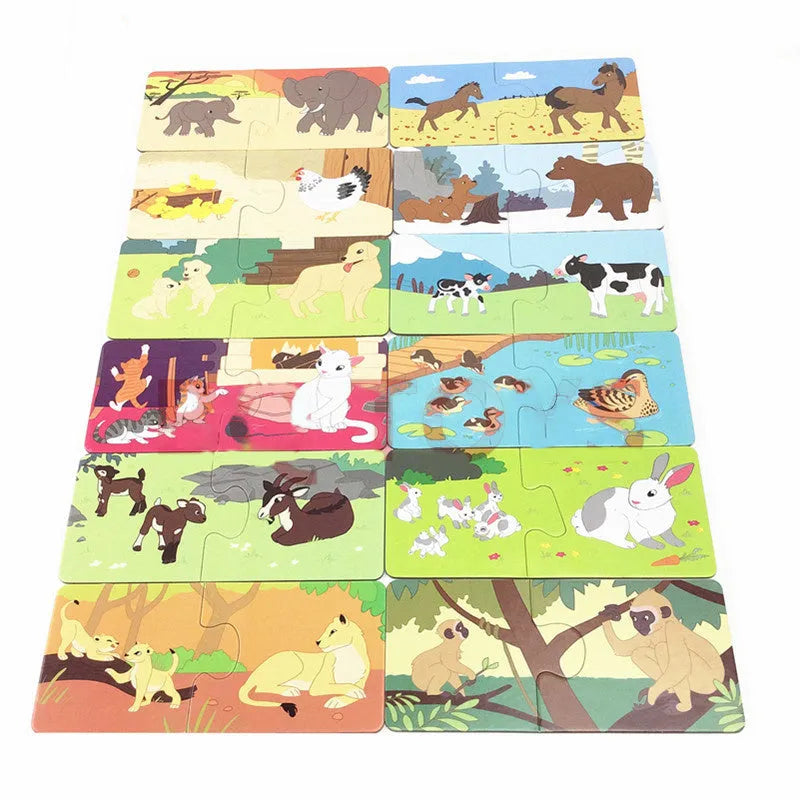 French educational puzzle toy with 12 picture-word pairs for children aged 2+