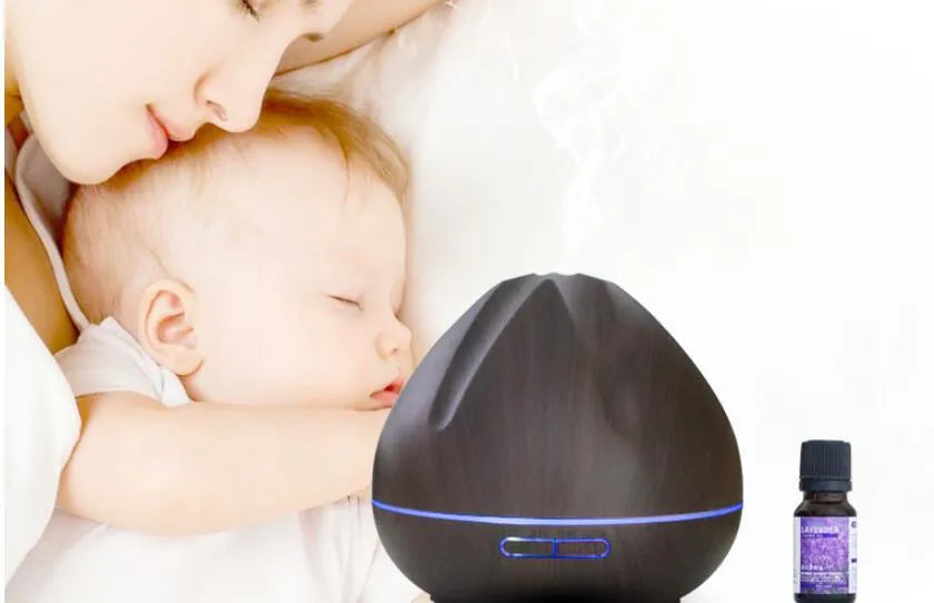 500ml air humidifier aromatherapy machine in light wood finish