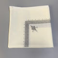 Large square printed polyester scarf in a selection of colours, shown flat to display its 138cm dimensions.