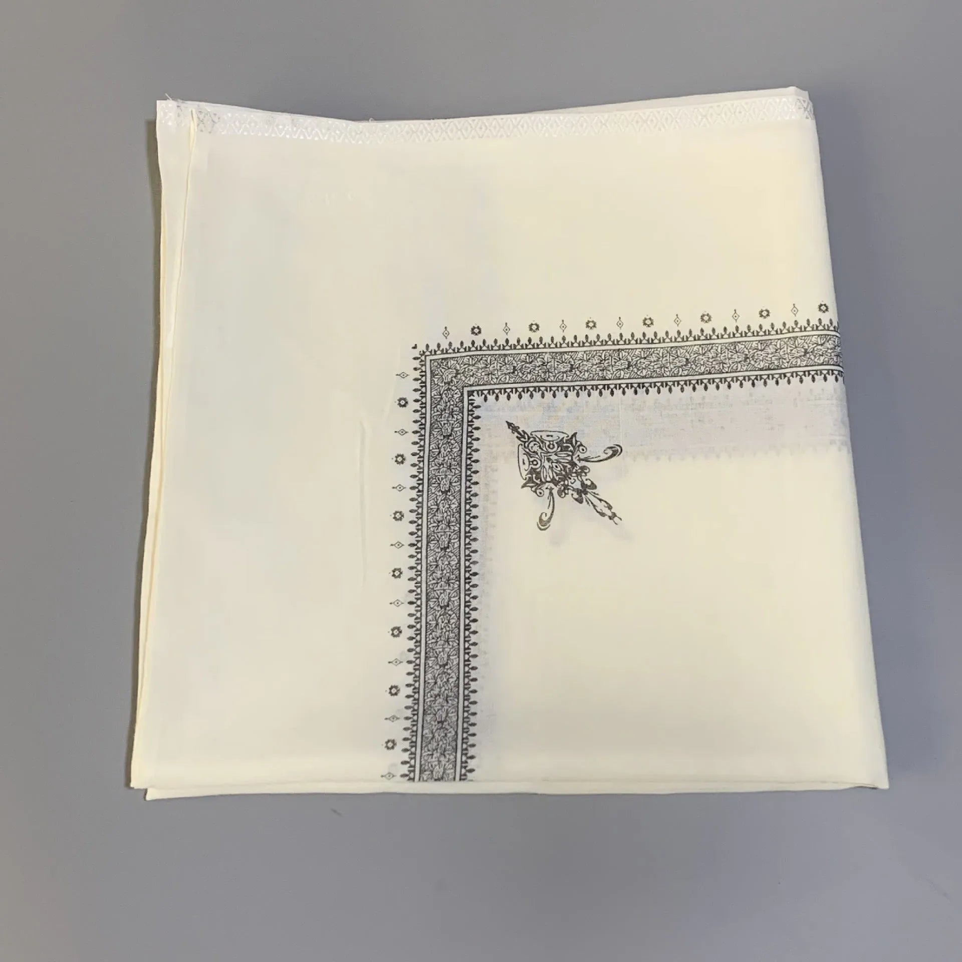 Large square printed polyester scarf in a selection of colours, shown flat to display its 138cm dimensions.