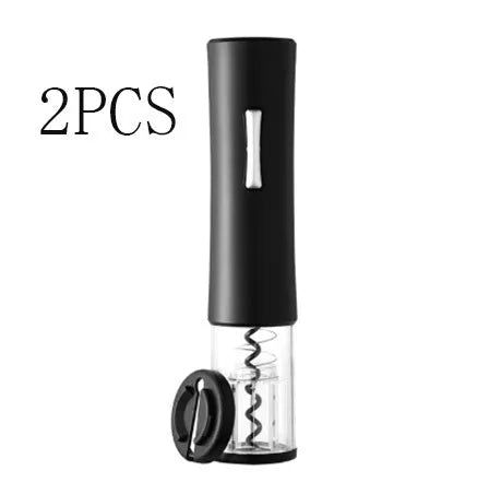 Automatic electric wine opener set with foil cutter stopper and pourer in black finish