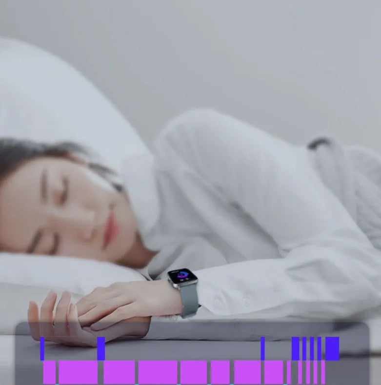 Black smart watch with 1.7-inch colour touchscreen on an adjustable strap, showing a fitness tracking interface.