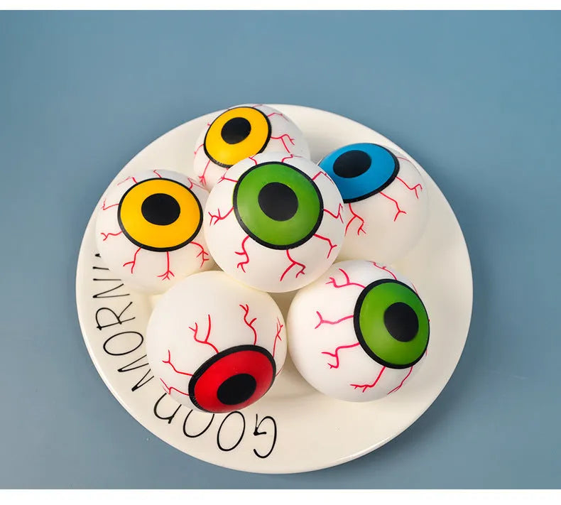Stress ball squeezing toy vent horror eyes design TPR material 6cm diameter random colour