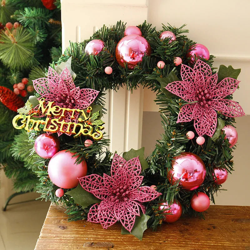 30cm diameter multicolor plastic Christmas wreath decoration for door or wall display