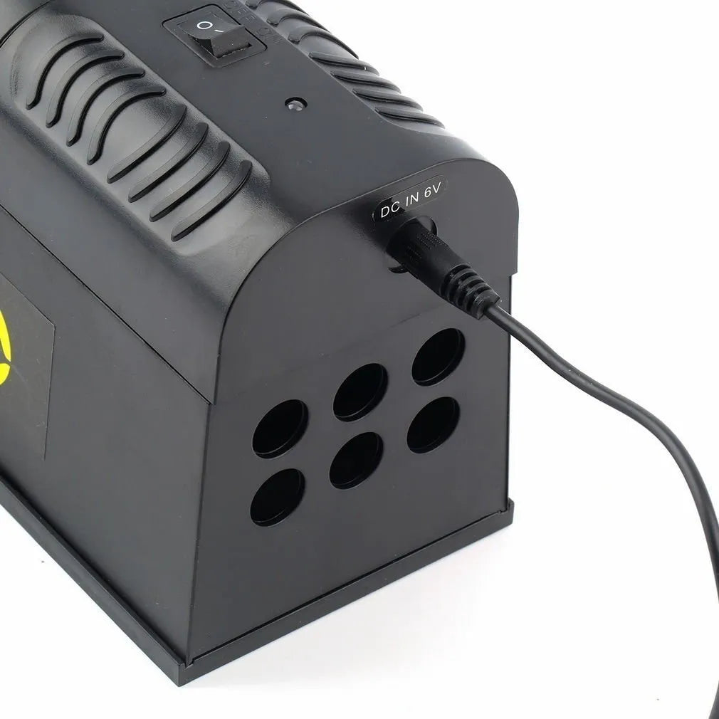 Black high voltage trigger rodent killer electric trap measuring 208x115x75mm with plug options