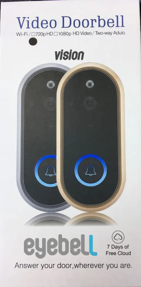Wireless WiFi video doorbell in silver with 1080P HD camera and infrared night vision