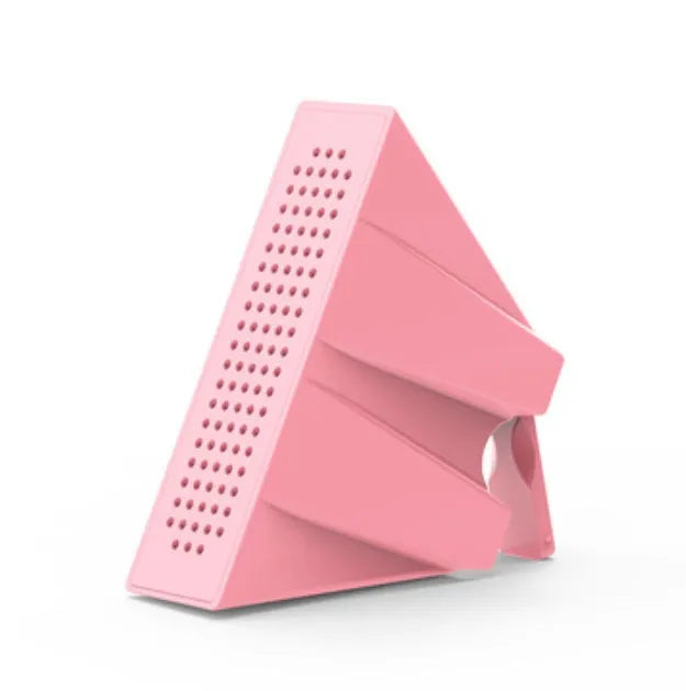 Portable iPhone speaker amplifier stand in ABS plastic showing phone in horizontal position
