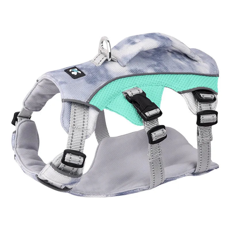 Reflective pet cooling clothes chest strap in polyester material with colour options