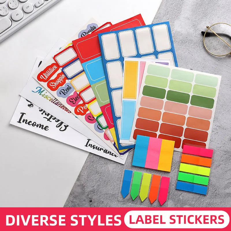 German adhesive paper stickers showing multiple grid designs colour options and A6 ruler versions for organisation