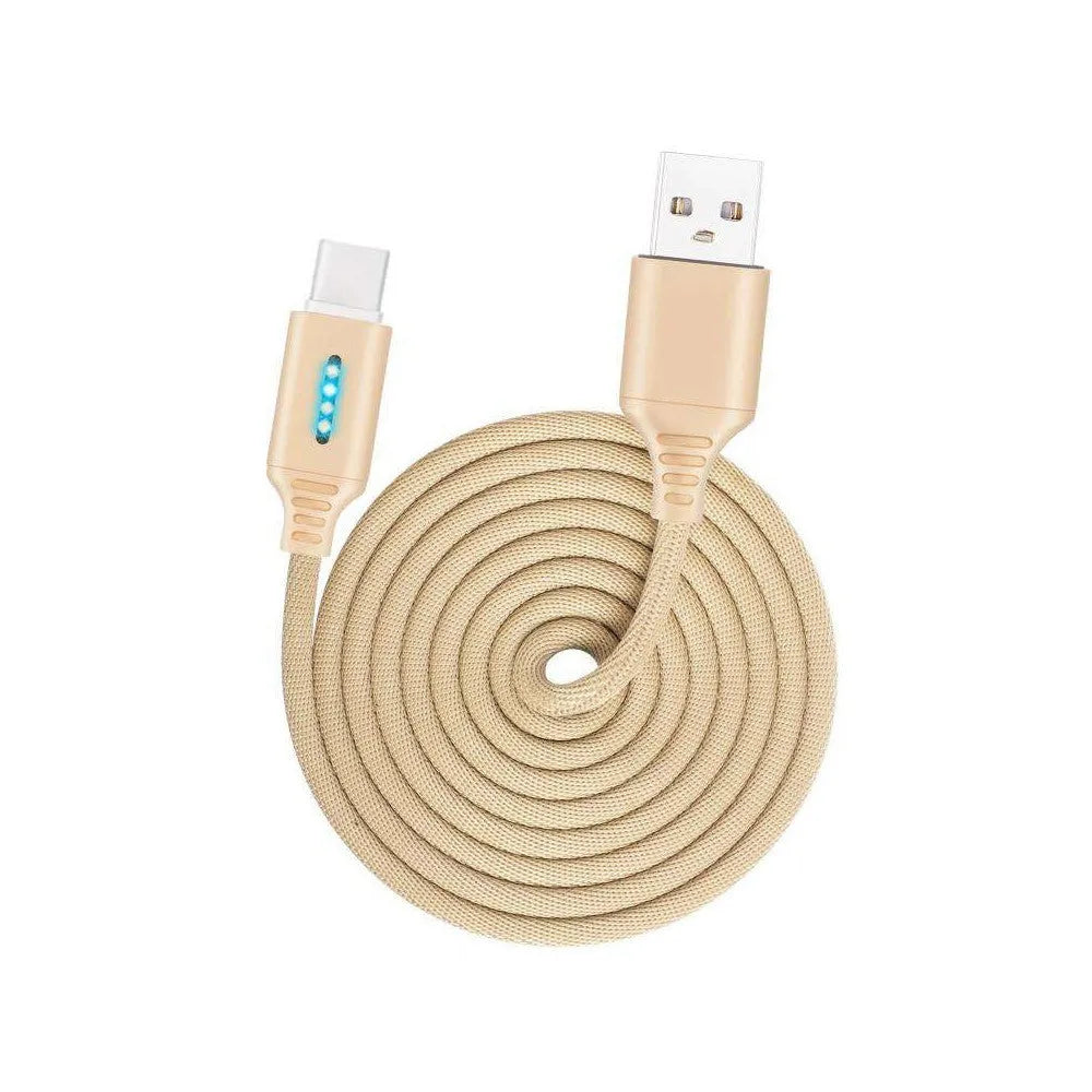 Fabric woven USB fast charging cable, 1 metre long, in black colour