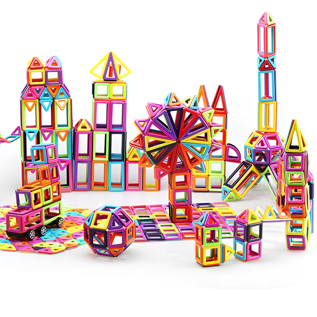 Magnetic building block toy set for children aged 7-14 with plastic pieces