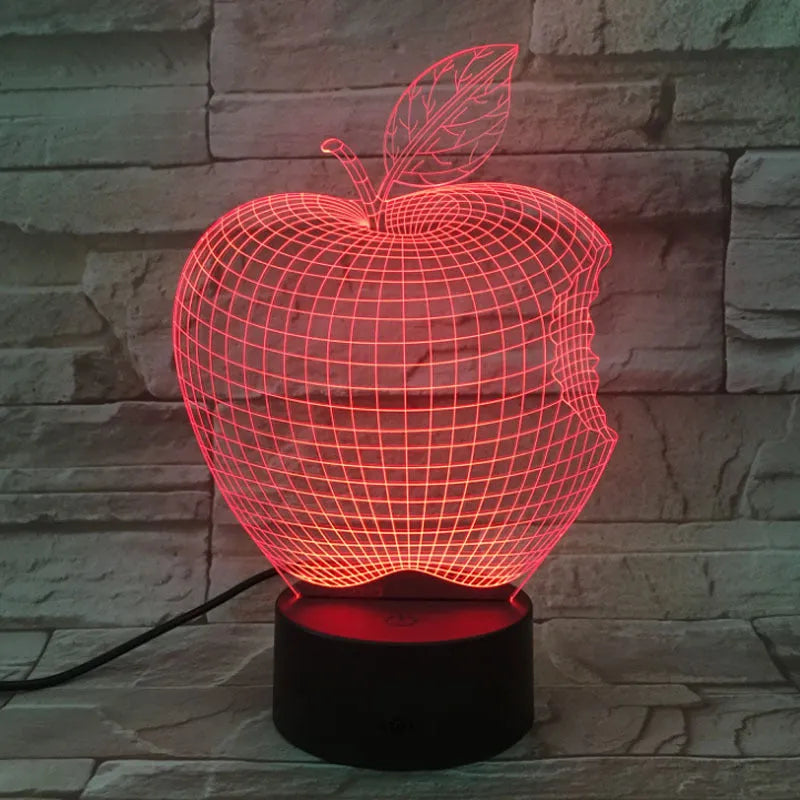3D acrylic fruit night light with colourful LED illumination and touch control