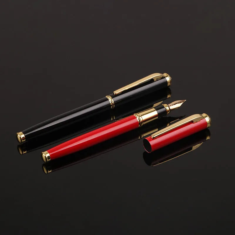 Metal fountain pen with 0.5mm iridium nib in red or black colour options
