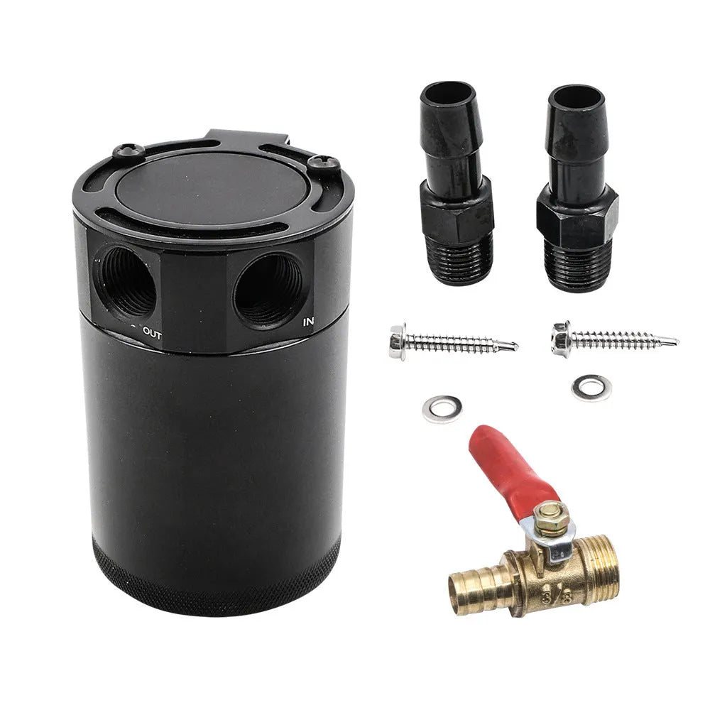 Aluminium automotive oil pot with oil-free valve and two-hole design