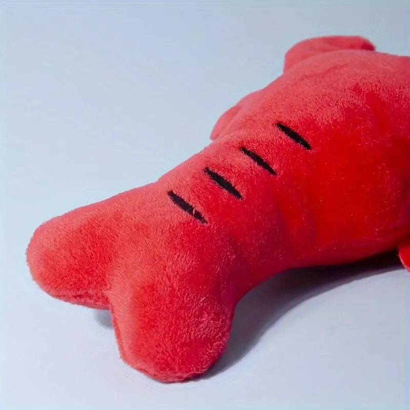 Red squeaky lobster stuffed dog toy measuring 12.5 cm with crab lobster design for small medium dogs