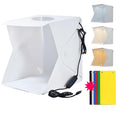 40cm foldable studio light box with LED ring light and six coloured background cloths for product photography