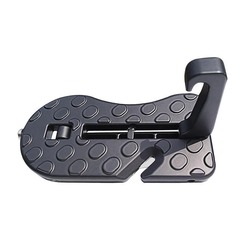 Black aluminum alloy car door pedal hook on vehicle door sill, 15.3cm compact assist step