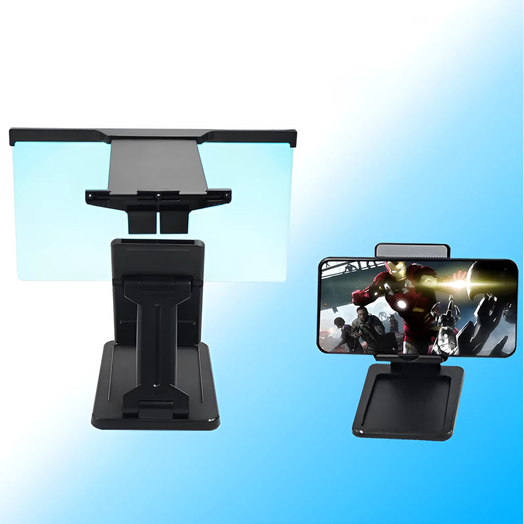 Black L20 mobile phone screen magnifier with acrylic lens on a separate adjustable stand.