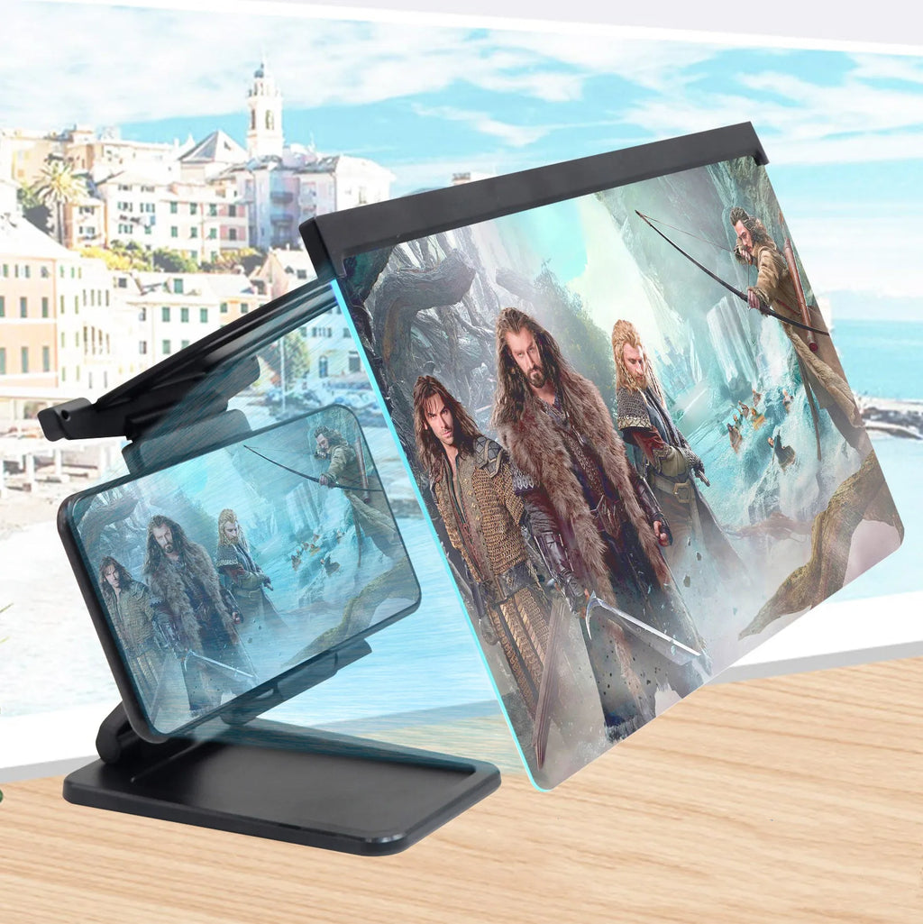 Black L20 mobile phone screen magnifier with acrylic lens on a separate adjustable stand.