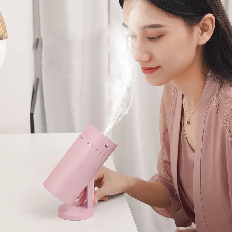 Folding Bracket Humidifier USB Desktop Humidification 5V Car Office Air Atomizer ABS PP 70x70x156mm 320ml Tank Continuous 6 Hours White Pink Blue